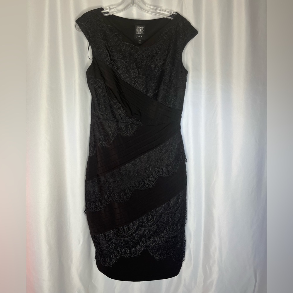 Sophisticated Jax Bodycon Dress Women Black Sleeveless Lined Lace Overlay Sz 10